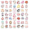 A collection of cute pink cow cartoon decals and stickers for DIY decoration