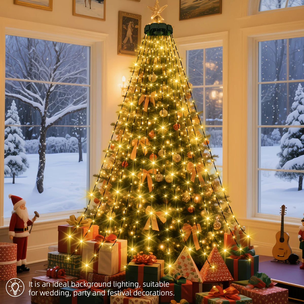 USB-Powered Waterfall Christmas Tree Lights with Remote