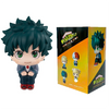 A set of My Hero Academia chibi collectible figures featuring Izuku, Bakugo, Shoto, and Toga in their respective packaging.