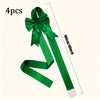 Four green satin ribbon bows shown vertically, measuring 100cm/40inch long.