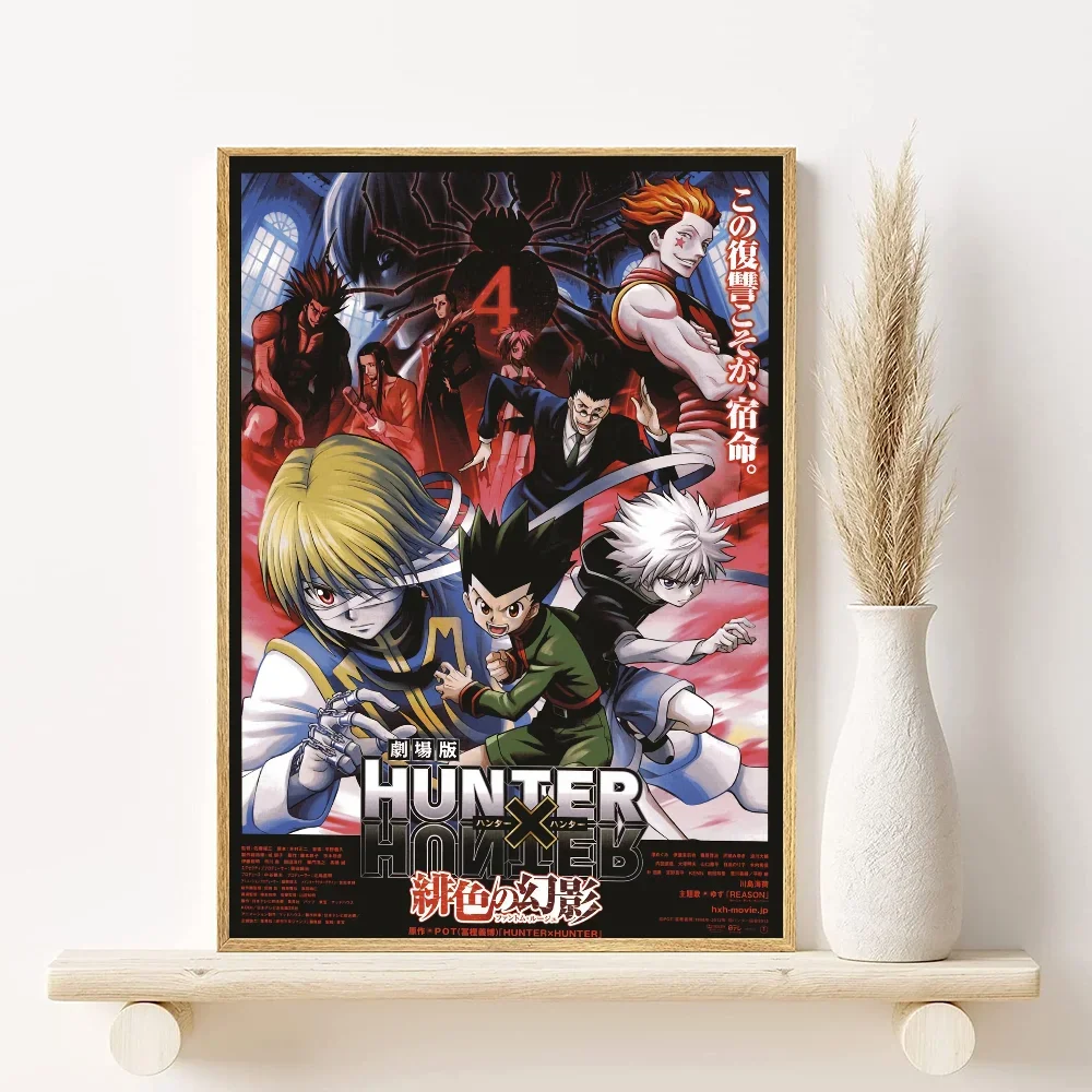 Canvas wall art featuring characters Gon, Killua, and Hisoka from Hunter x Hunter in a dark, dramatic style