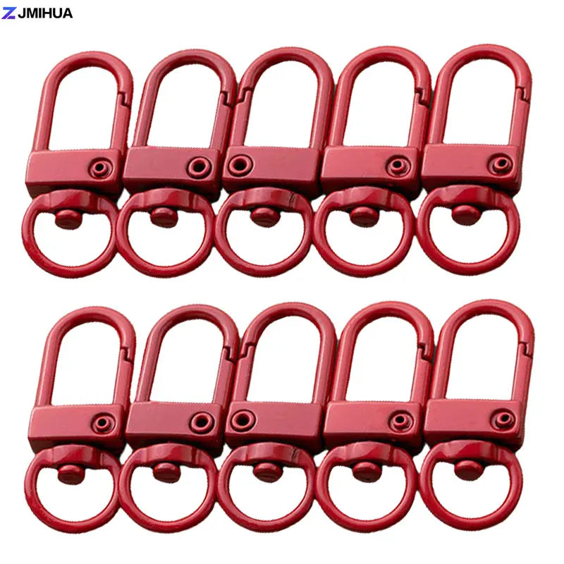 A set of red lobster clasp hooks for jewelry making and DIY crafts