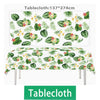 Green tropical leaf pattern tablecloth with floral accents