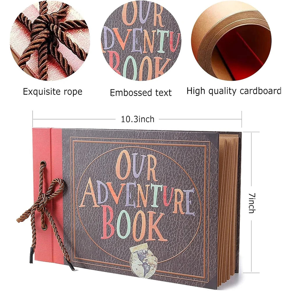 A 40-page vintage kraft scrapbook album with a dark brown cover and pink accents, featuring embossed text and a decorative ti