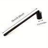 A black stainless steel candle extinguisher tool shown with dimension lines.
