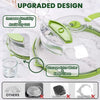 Transparent microwave splatter guard with a steam vent and handle shown in use.