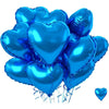 Ein Bund glänzender blauer Herzballons