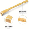 A light wood bamboo back scratcher with a smooth polished edge and simple shape.