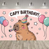 Cute Capybara Cartoon Birthday Party Backdrop