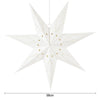 A white, star-shaped pendant light with gold star accents.