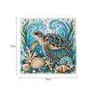 Kit de pintura de diamantes con una tortuga marina rodeada de coral y elementos acuáticos azules