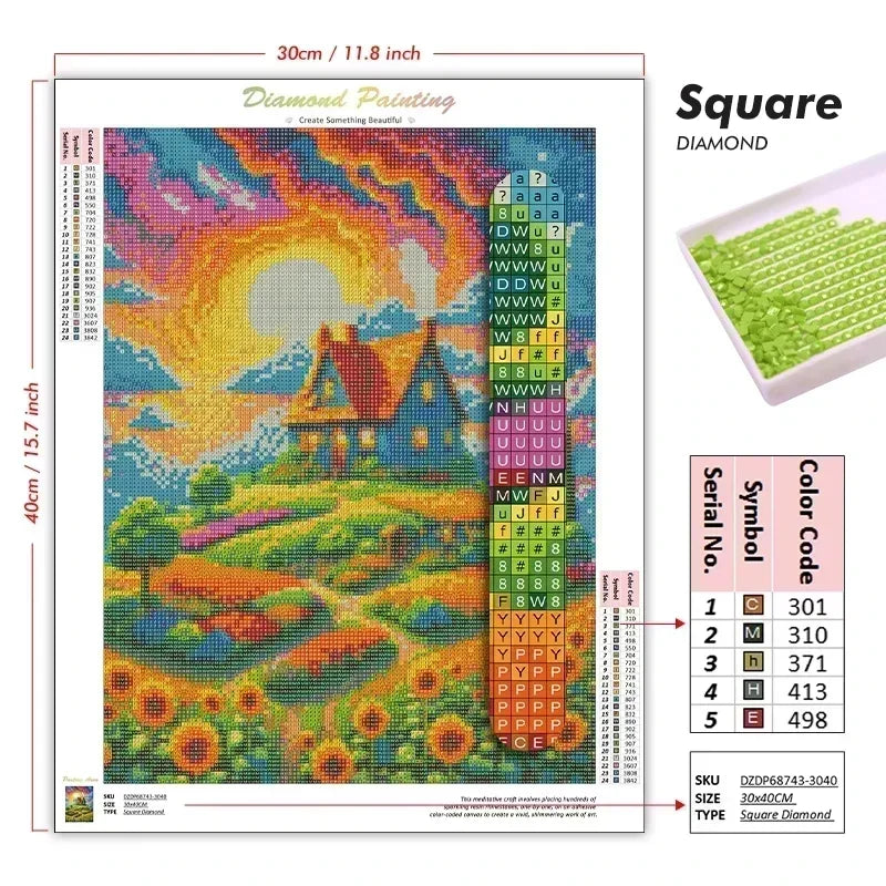 Diamond painting kit featuring a spiritual Buddha with a glowing halo and lotus design on a square canvas.