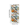 Botanical print static cling window film featuring colorful birds and floral branches