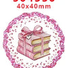 Pink glitter acrylic charms measuring 40x40mm shaped like stacked books for DIY crafts