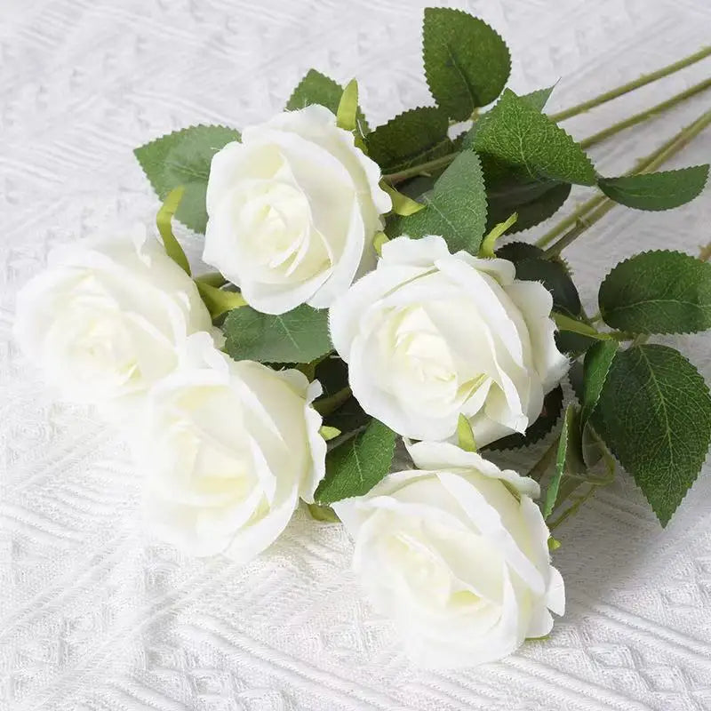 Realistic Velvet Artificial Roses – 20" Stems for Weddings & Home Décor