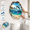 Self-adhesive PVC wall sticker featuring a dolphin mural on a broken wall effect for decor