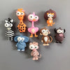 A set of six colorful, stylized animal-themed decorative refrigerator magnets.
