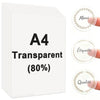 A4 transparent sticker paper sheets with various labels like Merci, Étiquette, and Qualité