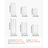 A set of clear glass cylinder vases with white pillar candles for weddings and home décor.