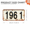 A vintage aluminum license plate tag with the number 1961, showing rust and aged patina.
