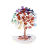 A crystal money tree decor featuring various colored crystals like amethyst, quartz, and citrine arranged on a stand.