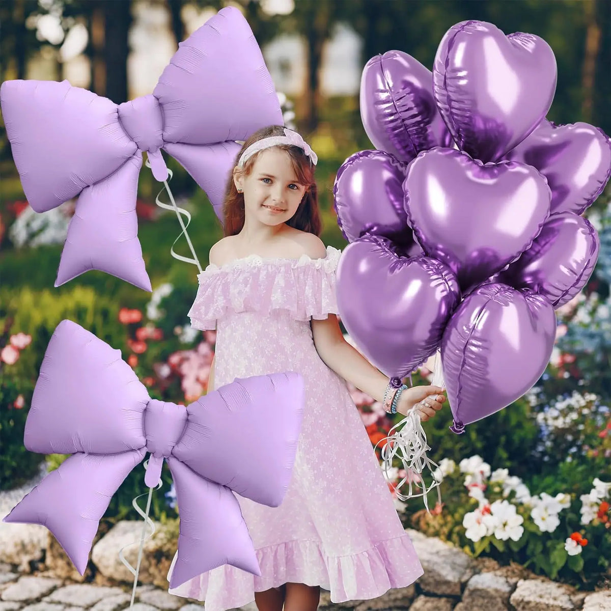 Pink Heart & Bow Balloon Set for Weddings and Showers