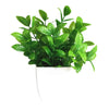 Artificial bonsai plant with green eucalyptus leaves in a white pot