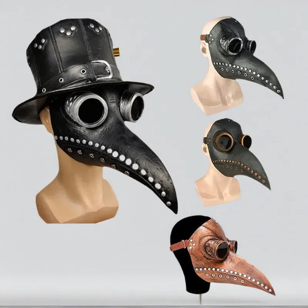 Gothic Plague Doctor Mask with Steampunk Lens Glasses