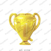 A golden trophy shaped like a football, used as a decoration or award.