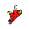 A red chili pepper charm with a green stem and a yellow-green highlight.