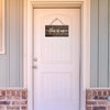 A white door with a wooden sign that reads This is us our life our story our home
