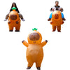 Orange inflatable capybara costume for adults, featuring a head and body suit.