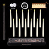 A set of twelve floating LED candles with a magic wand remote displayed in a black box.