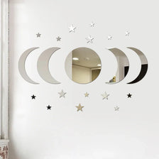 20-Piece Acrylic Moon & Star Wall Decals with 3D Mirror Finish