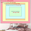 A rectangular wall hanging featuring various sizes of graffiti art prints and a large square print.