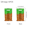 A pair of green and brown miner-themed gift bags shown from the front and back.