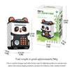 A white and black piggy bank shaped like a panda, featuring an automatic money saving mechanism.