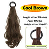 A long brown hair extension bundle with a seamless connection shown next to the product label.