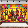 Day of the Dead Skeleton & Floral Backdrop for Party Photo Booth