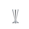 A clear, elegant glass trumpet-shaped vase with a silver finish.
