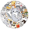 A circular arrangement of various funny cartoon cat stickers and illustrations.