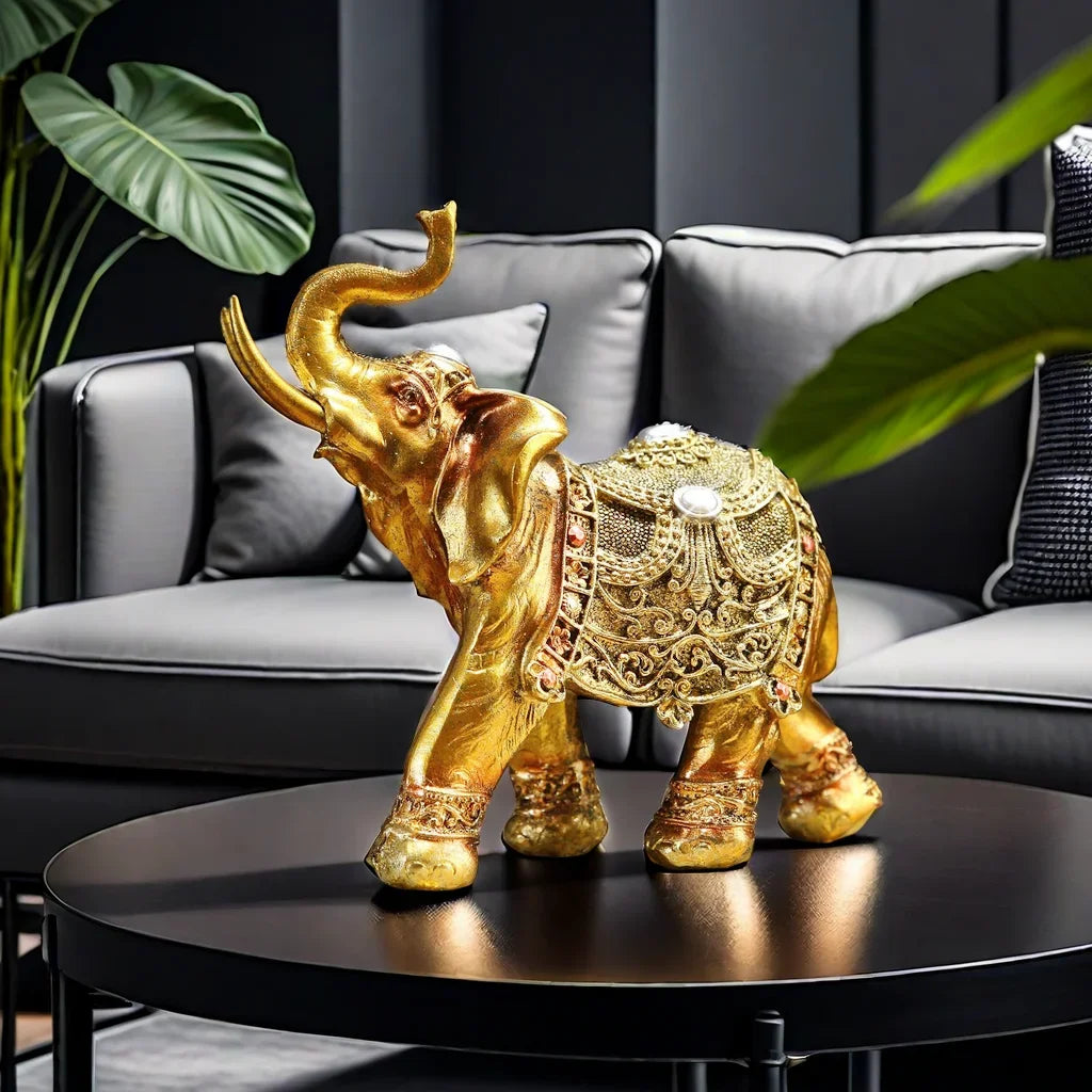 Boho Elephant Resin Statue – Handcrafted Ethnic Home Decor