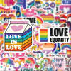 A sticker pack featuring a box labeled Love Is Love and various rainbow-themed graffiti designs.