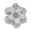 A grayscale illustration of a layered resin floral wall decor piece with delicate, textured petals.