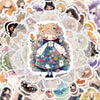 A collection of cute doodle stickers featuring various characters and designs on a light background.