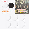 A set of six round fridge magnets featuring various Chinese characters and designs.