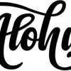 Elegant script text spelling Aloha in black on a white background