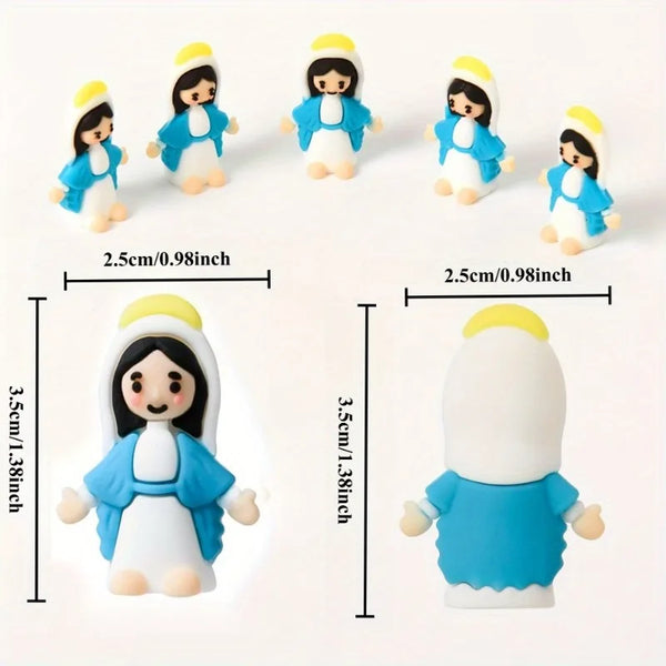 A set of twenty classic blue mini figurines depicting a woman and a man in white and blue attire.