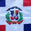 Banner mit der Flagge der Dominikanischen Republik und dem Wappen.