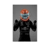Neon motorcycle helmet design on a canvas wall art featuring a stylized helmet with an exact text overlay.